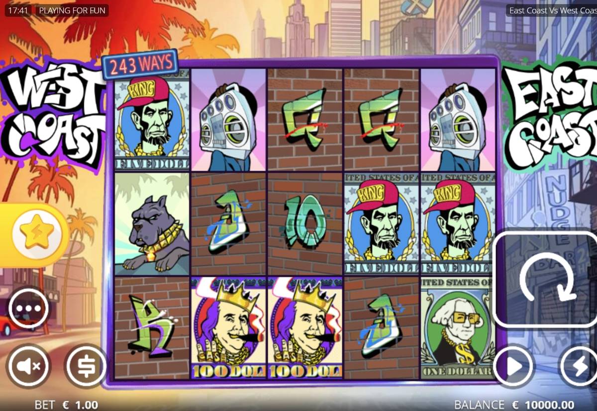 East Coast vs West Coast: image of main menu
