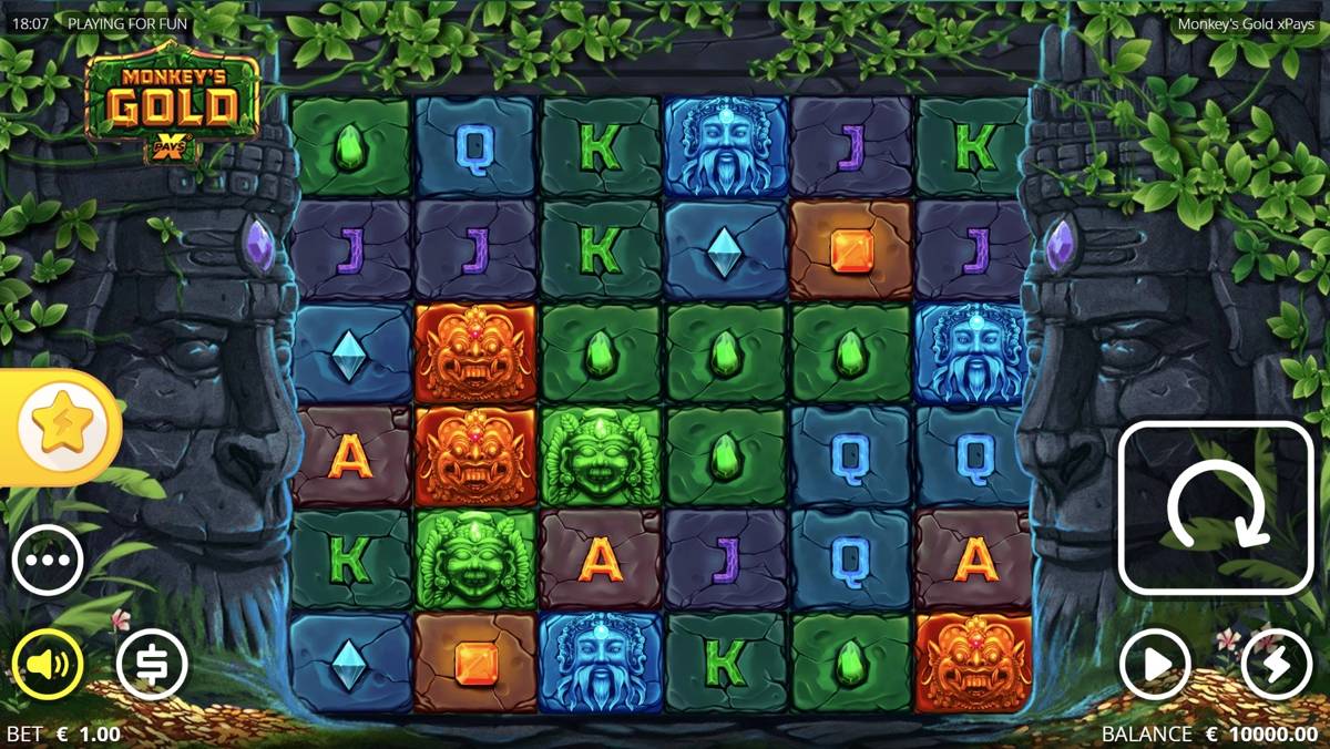 Monkey's Gold xPays: image of main menu