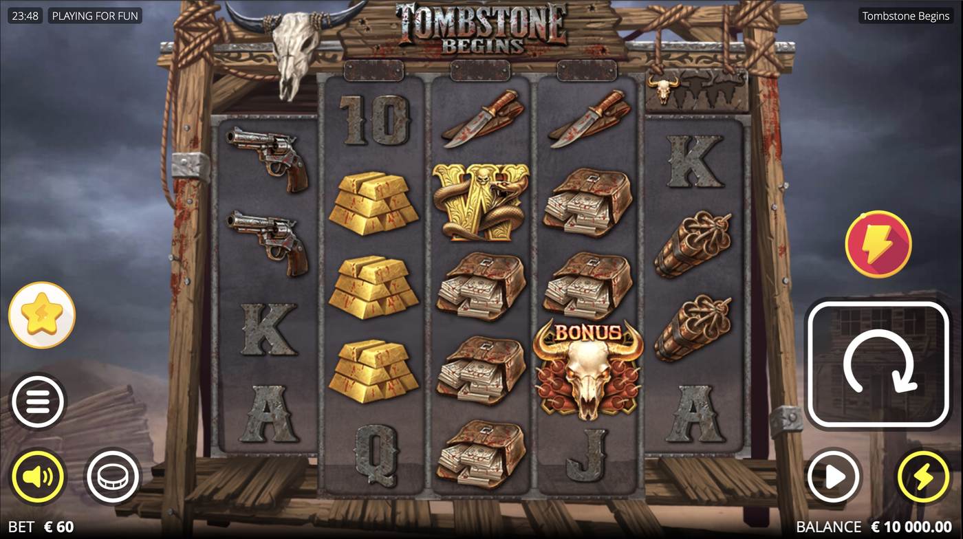 Tombstone Begins: image of main menu