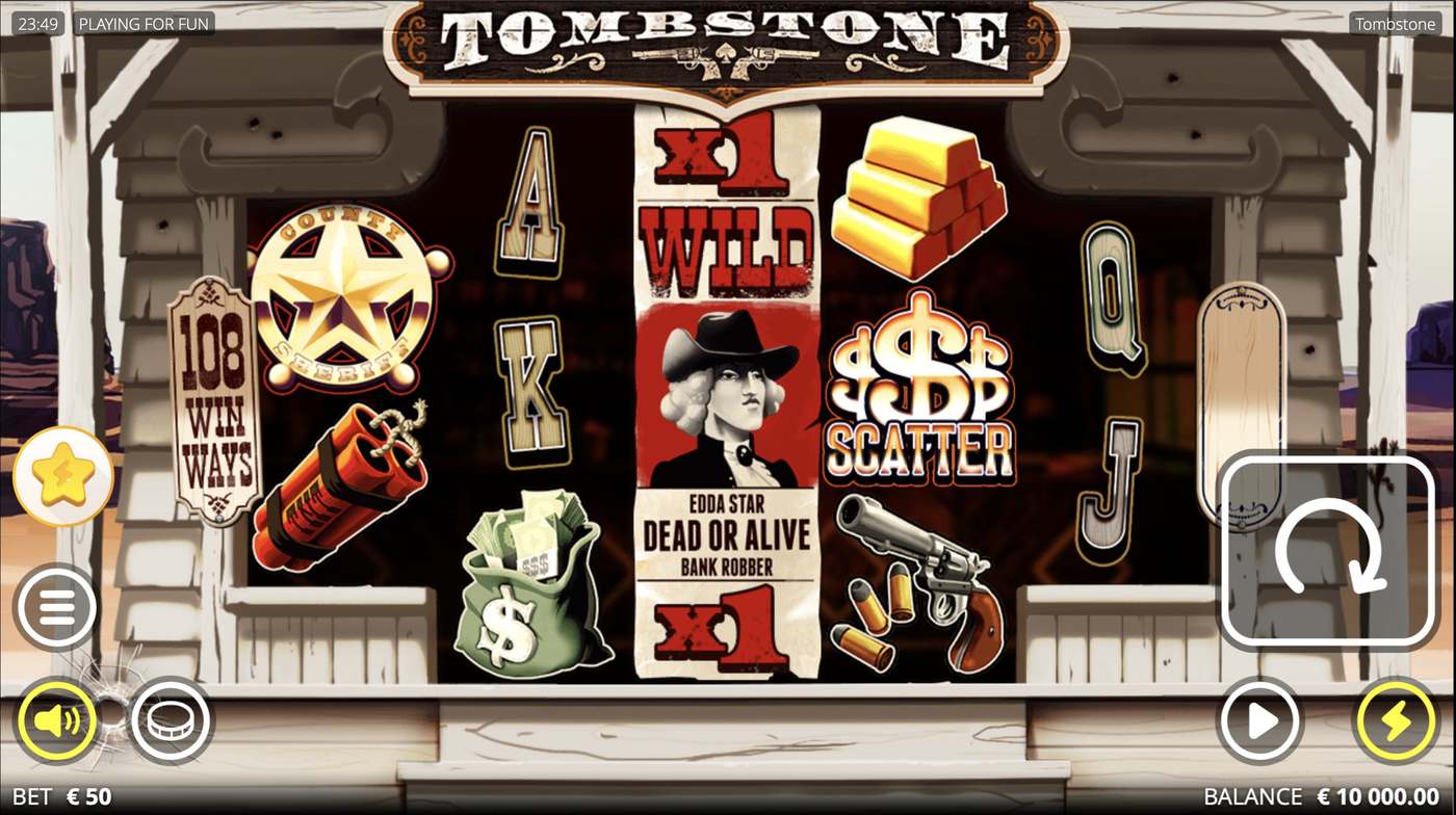 Tombstone: image of main menu