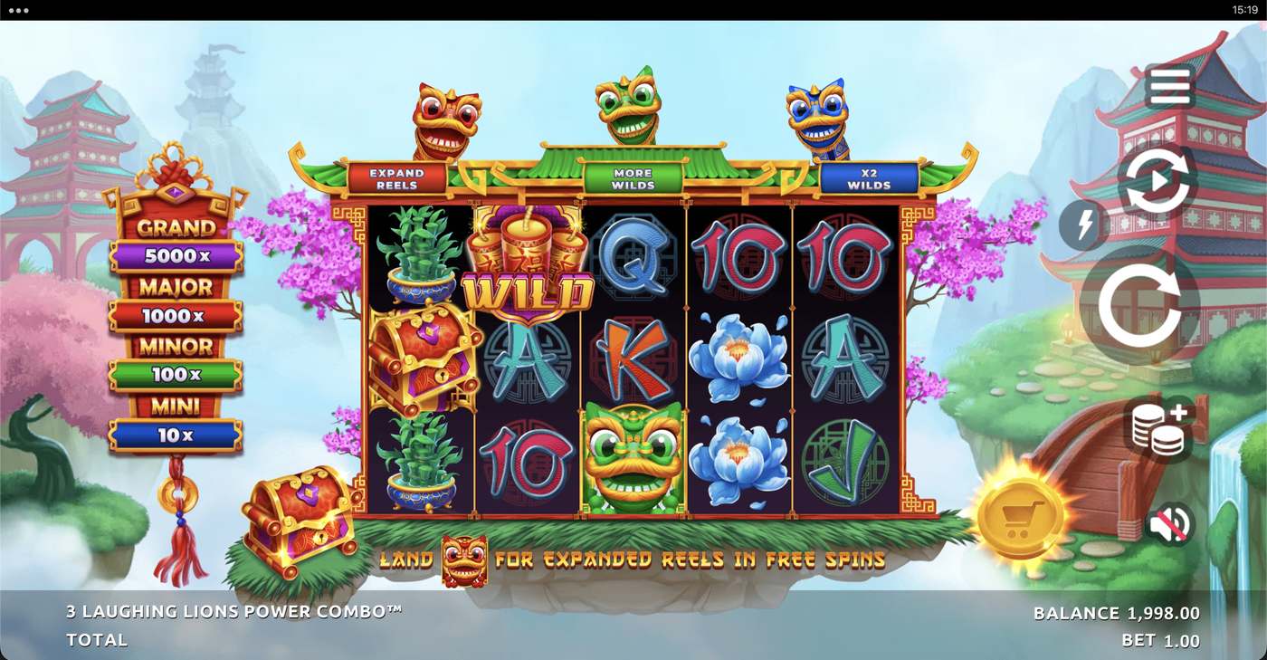 3 Laughing Lions: image of main menu