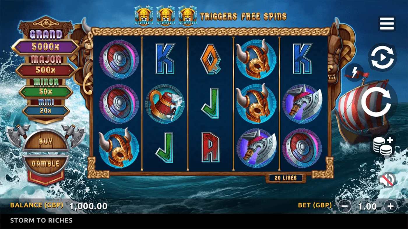 Storm to Riches: image of main menu