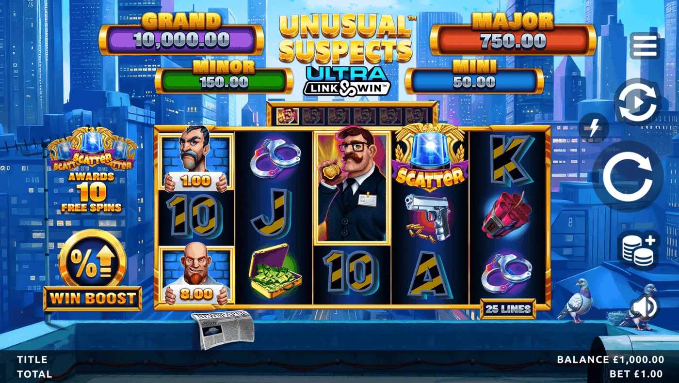 Unusual Suspects Ultra LINK&WIN: image of main menu