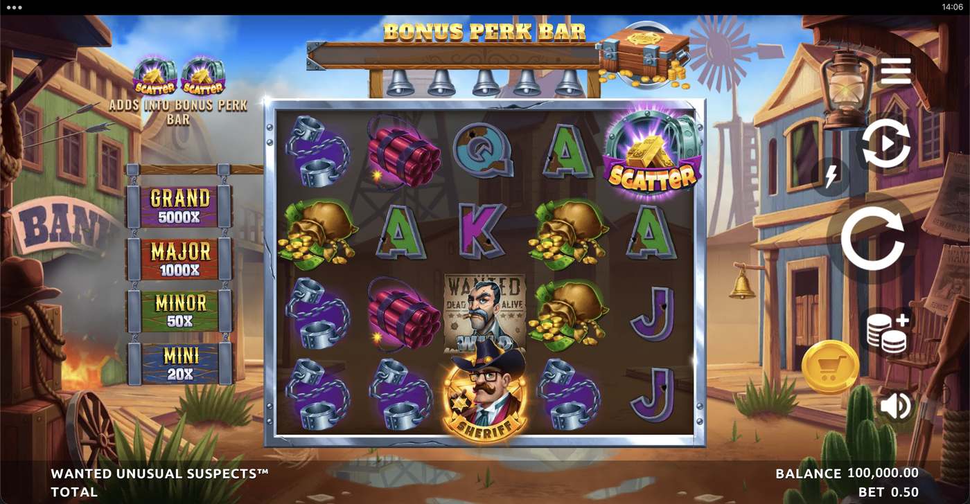 Wanted Unusual Suspects: image of main menu