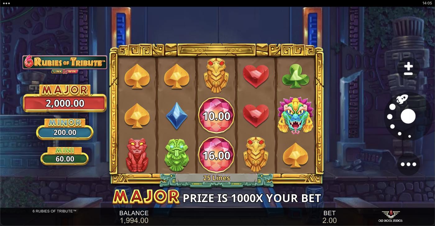 6 Rubies of Tribute: image of main menu