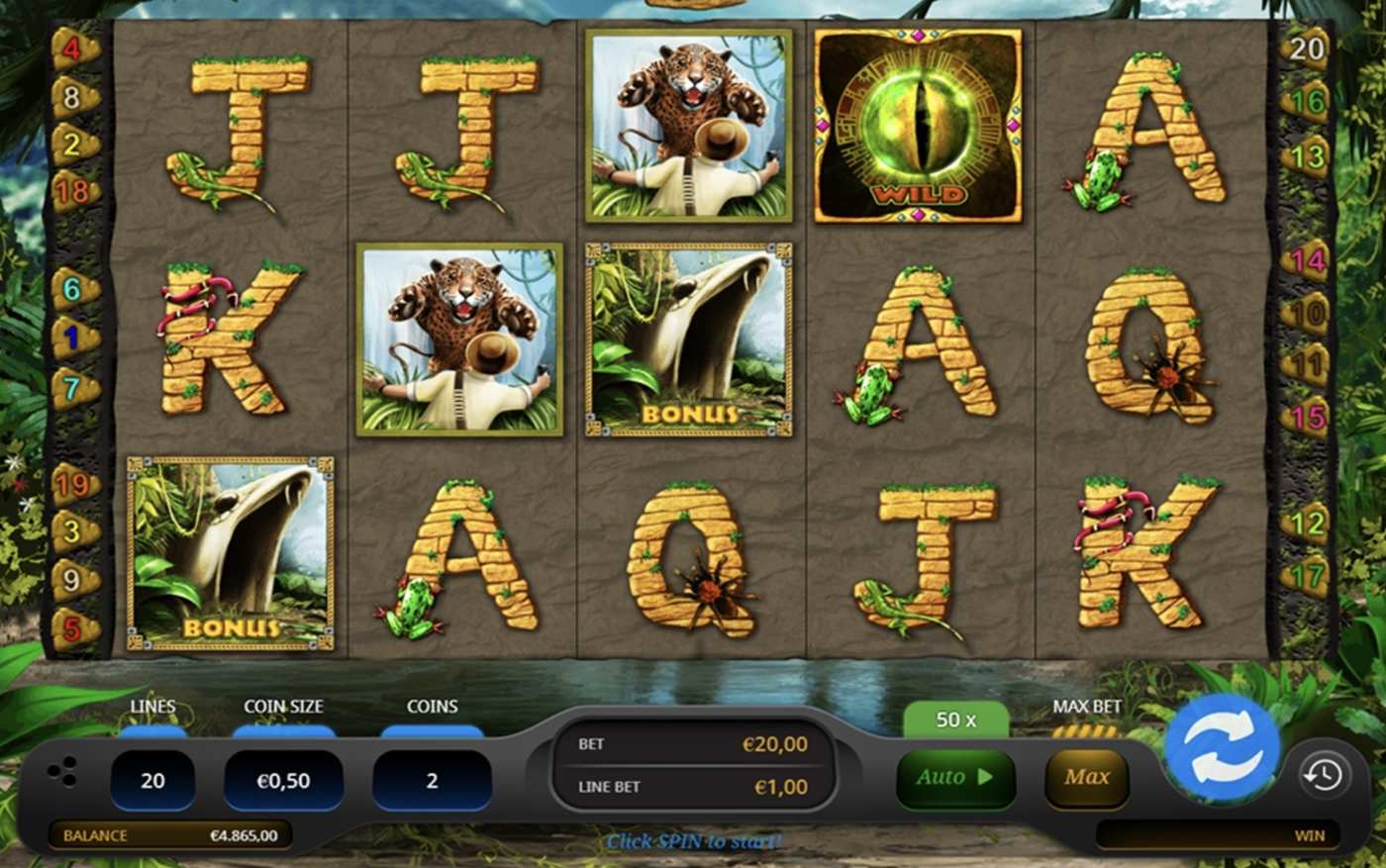 Anaconda Eye Rapids: image of main menu