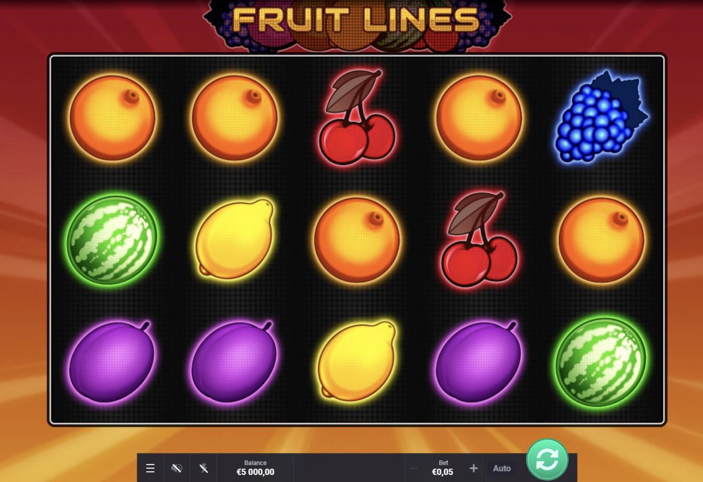 Fruit Lines: image of main menu