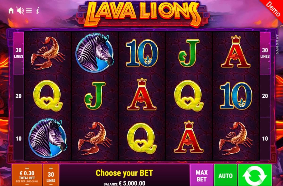 Lava Lions: image of main menu