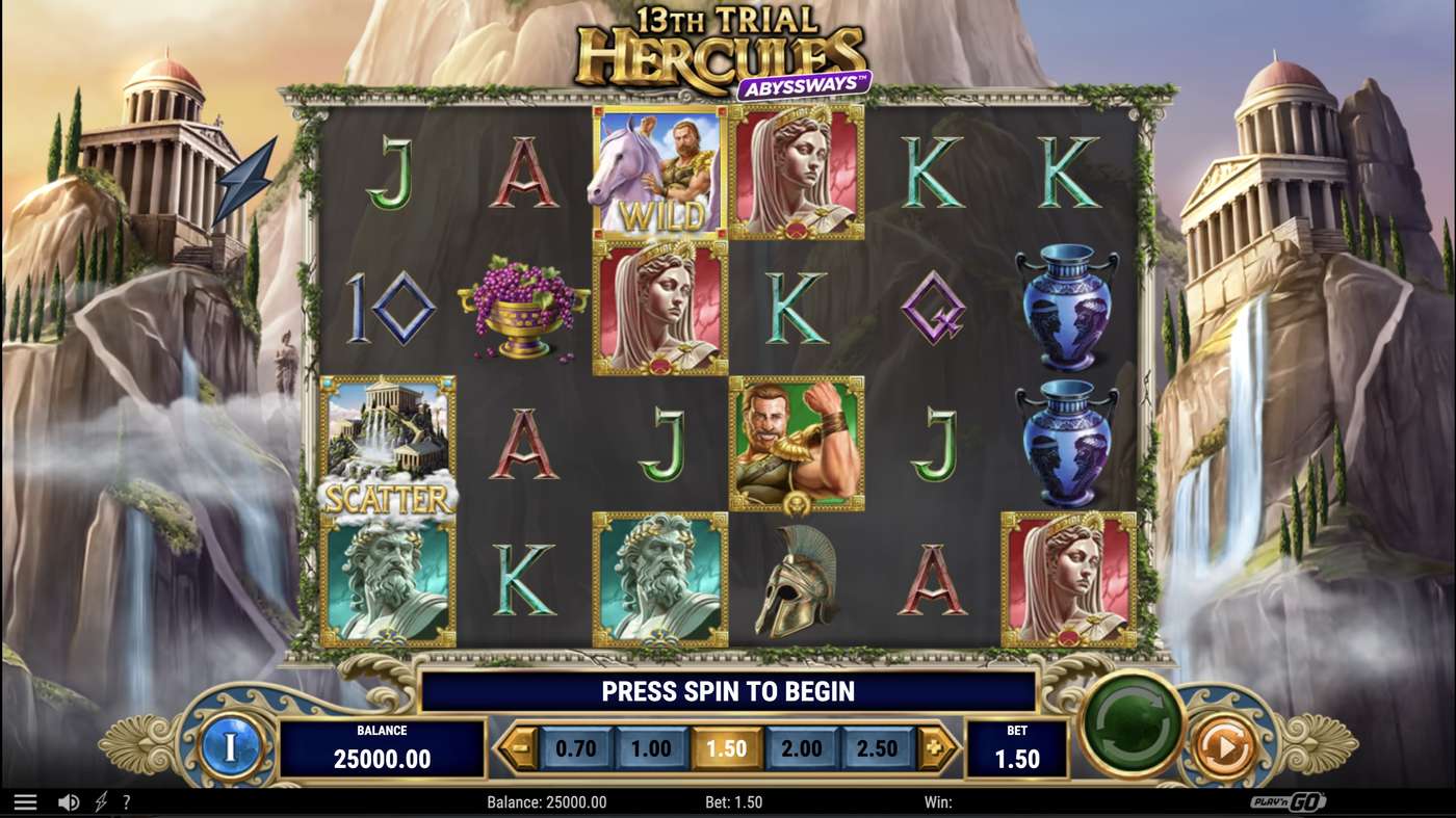 13th Trial Hercules Abyssways: image of main menu