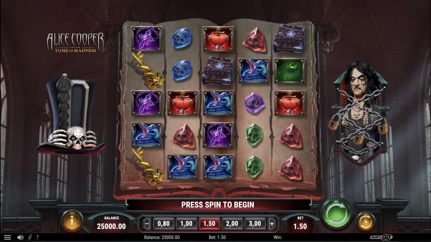 Alice Cooper and the Tome of Madness: image of main menu