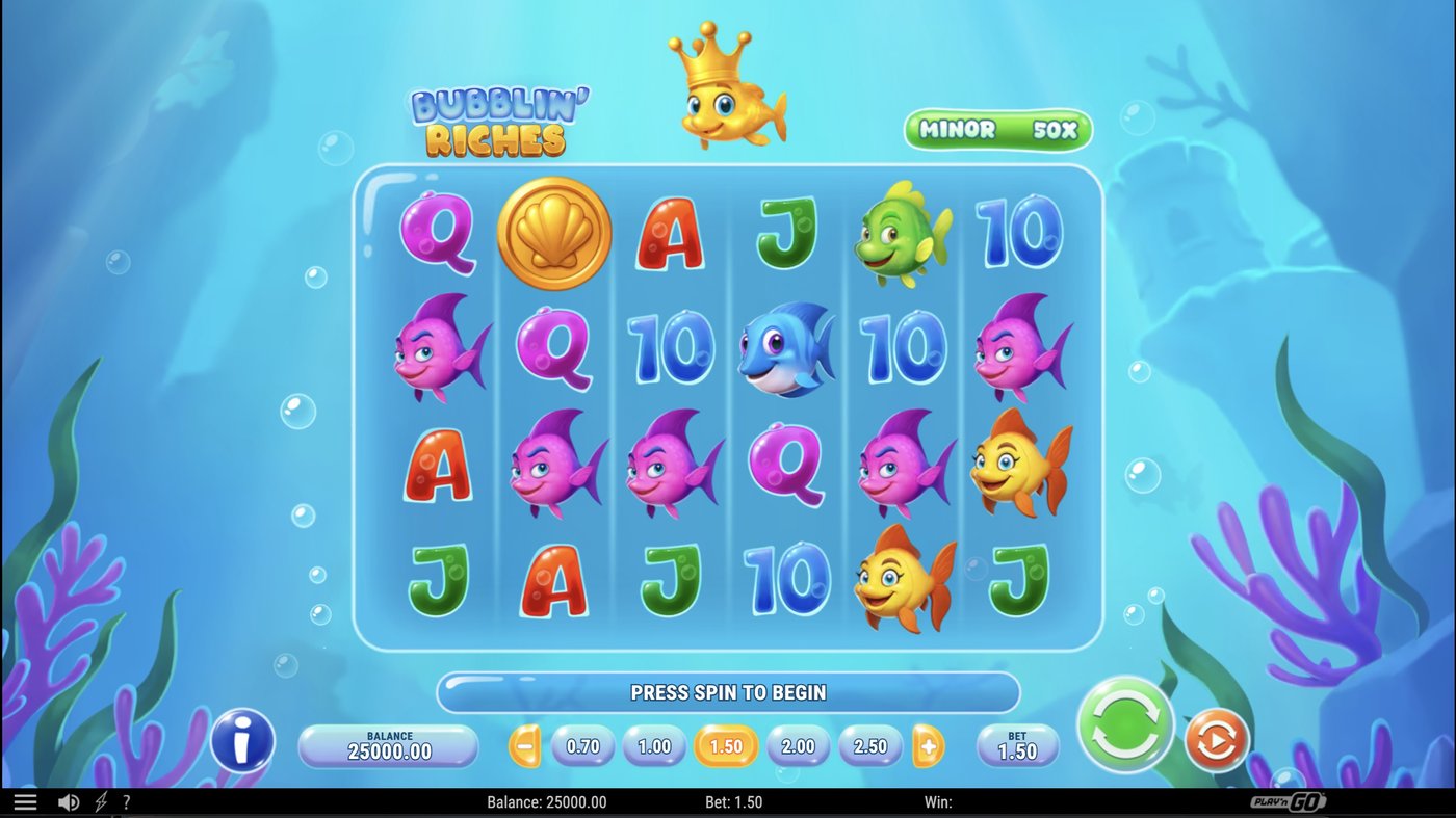Bubblin' Riches: image of main menu