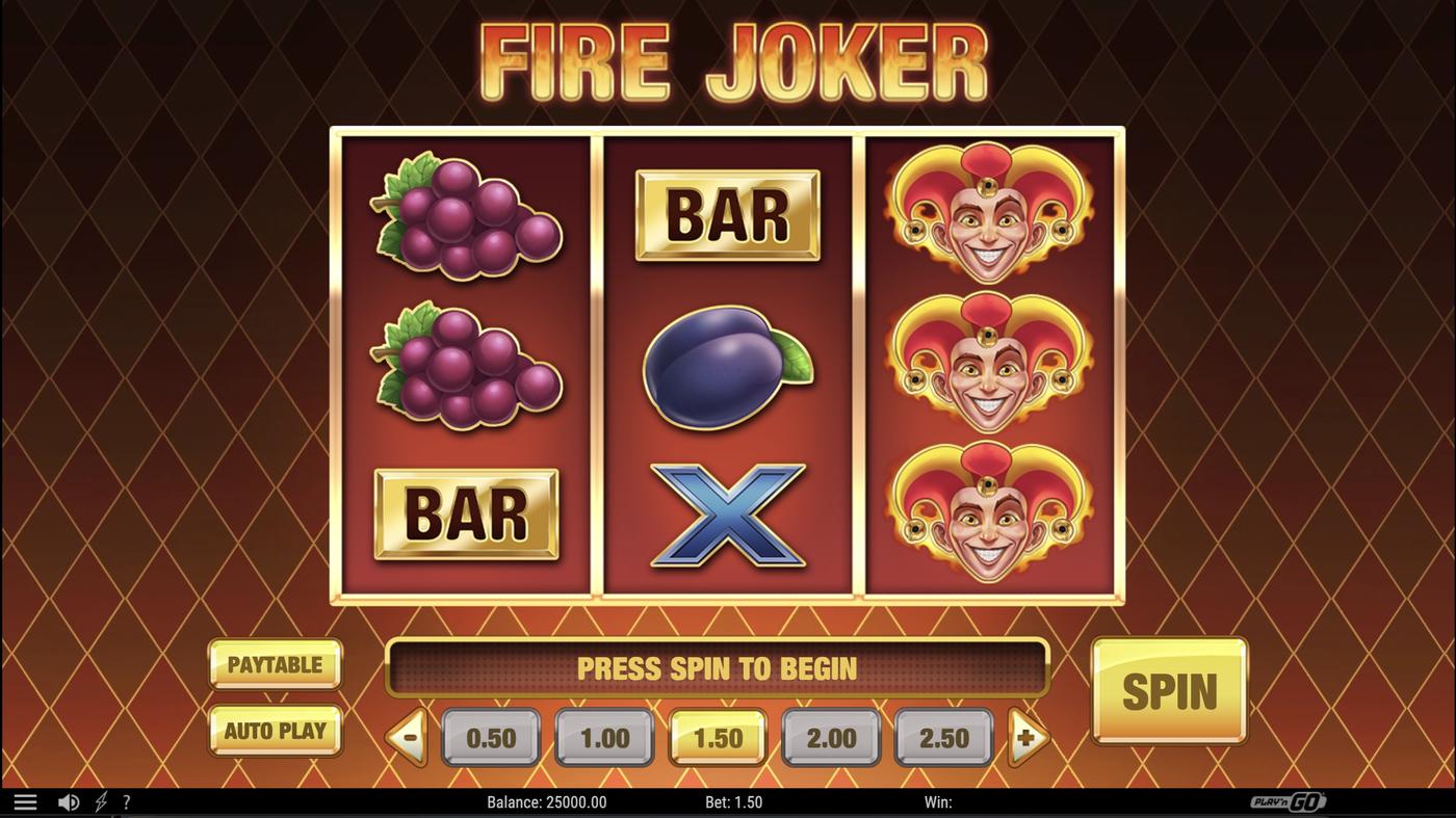Fire Joker: image of main menu