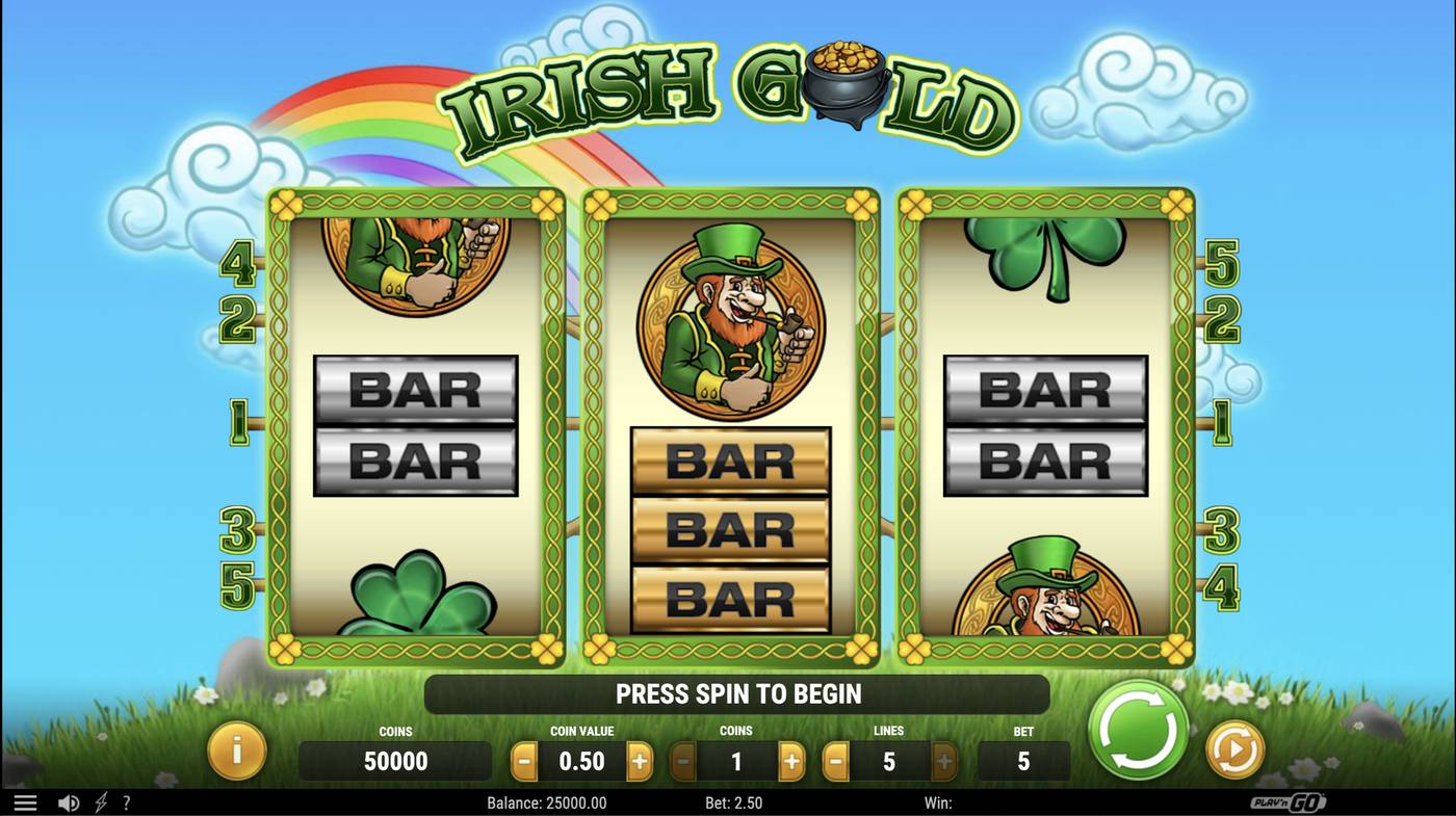 Irish Gold: image of main menu