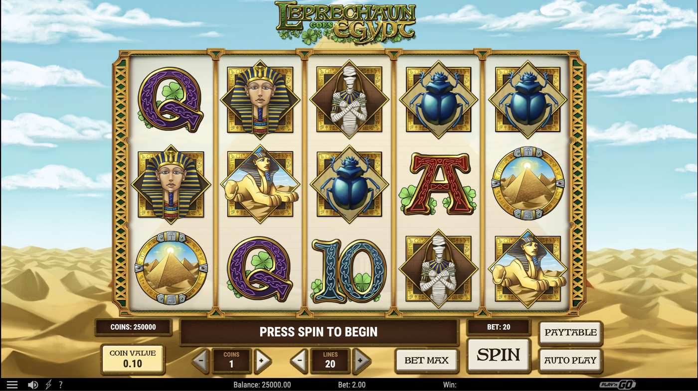Leprechaun goes Egypt: image of main menu