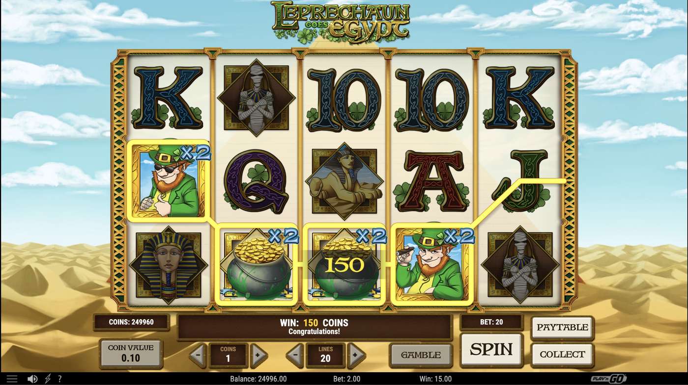 Leprechaun goes Egypt: image of winning