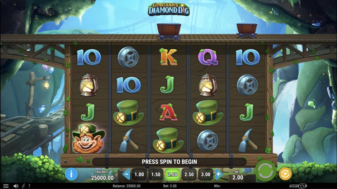 Leprechaun's Diamond Dig: image of main menu