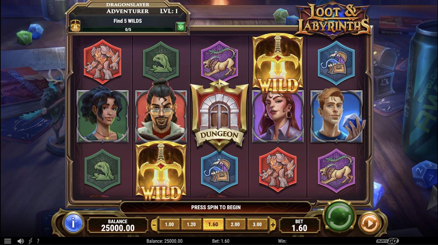 Loot & Labyrinths: image of main menu