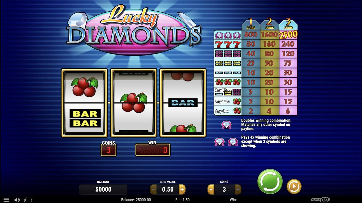 Lucky Diamonds: image of main menu