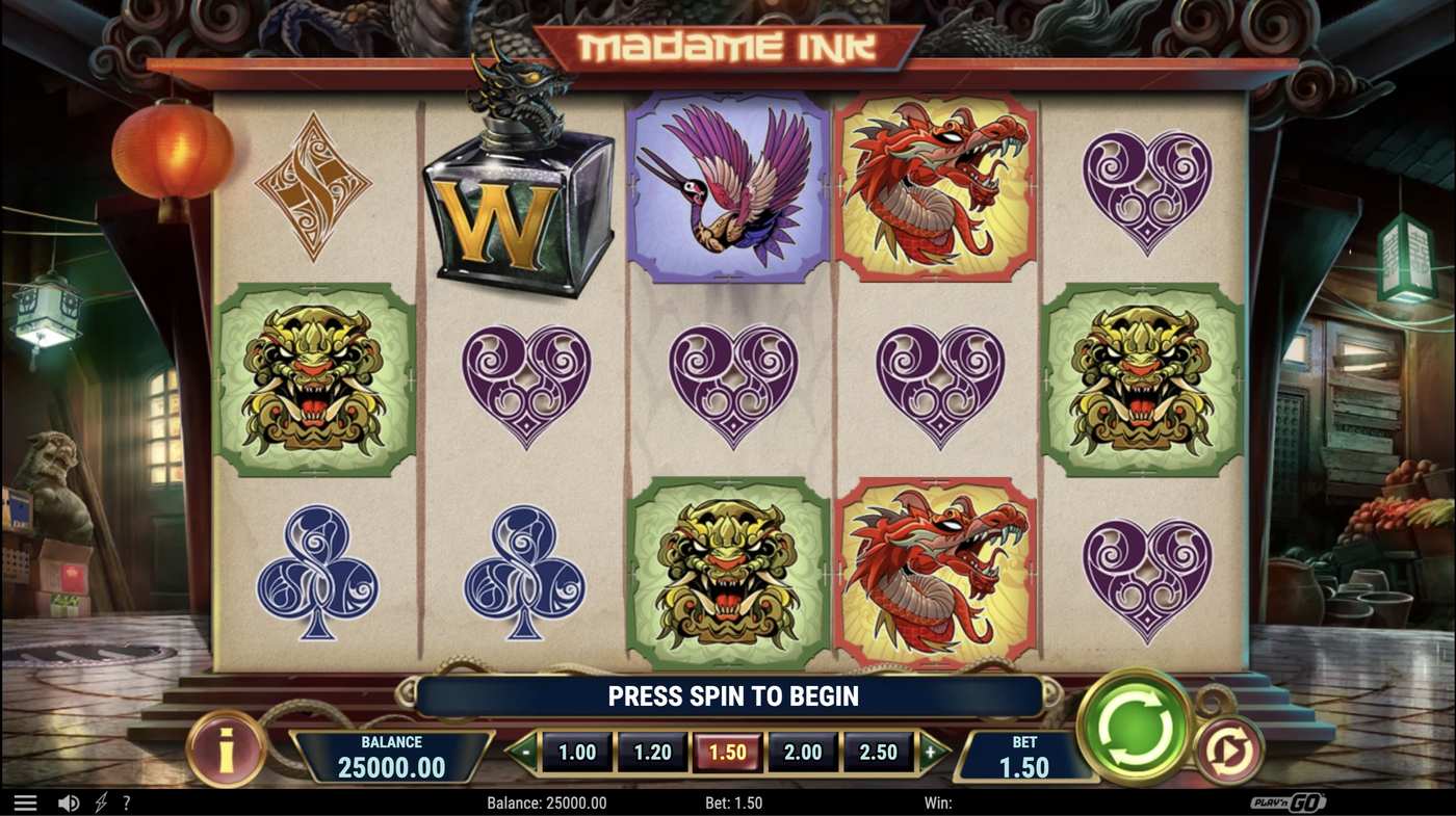 Madame Ink: image of main menu