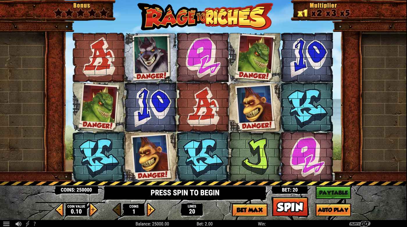 Rage to Riches: image of main menu