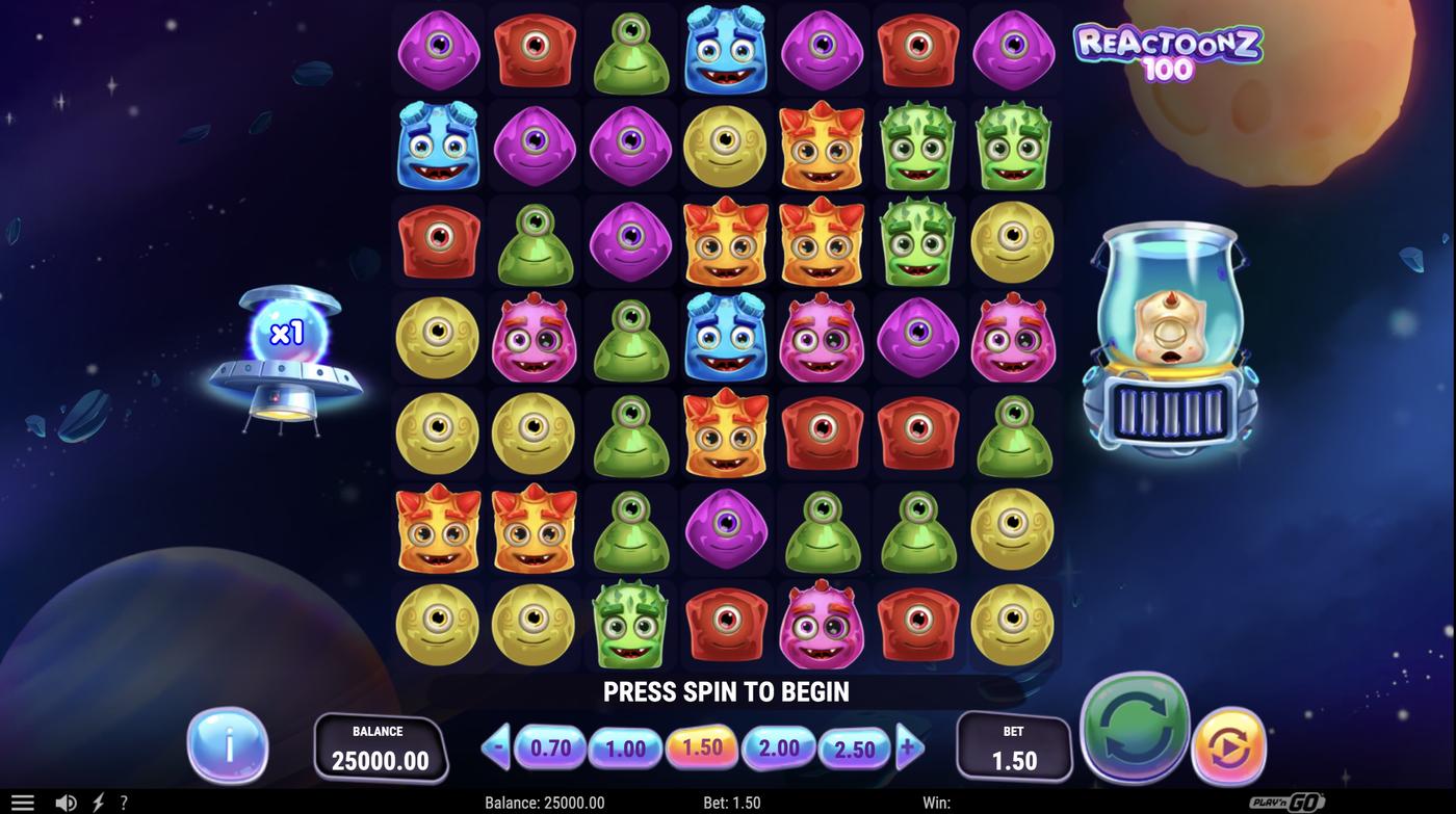 Reactoonz 100: image of main menu