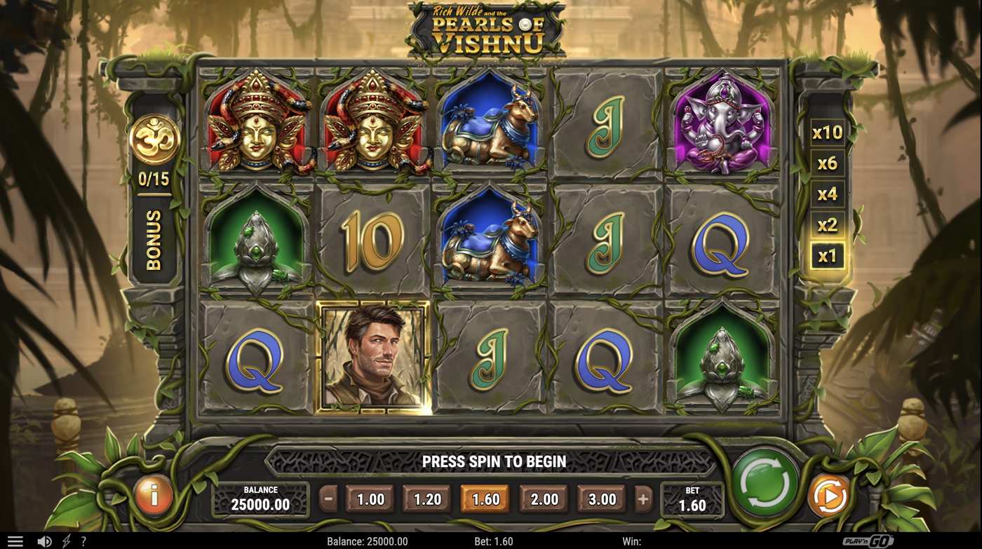 Rich Wilde and the Pearls of Vishnu: image of main menu