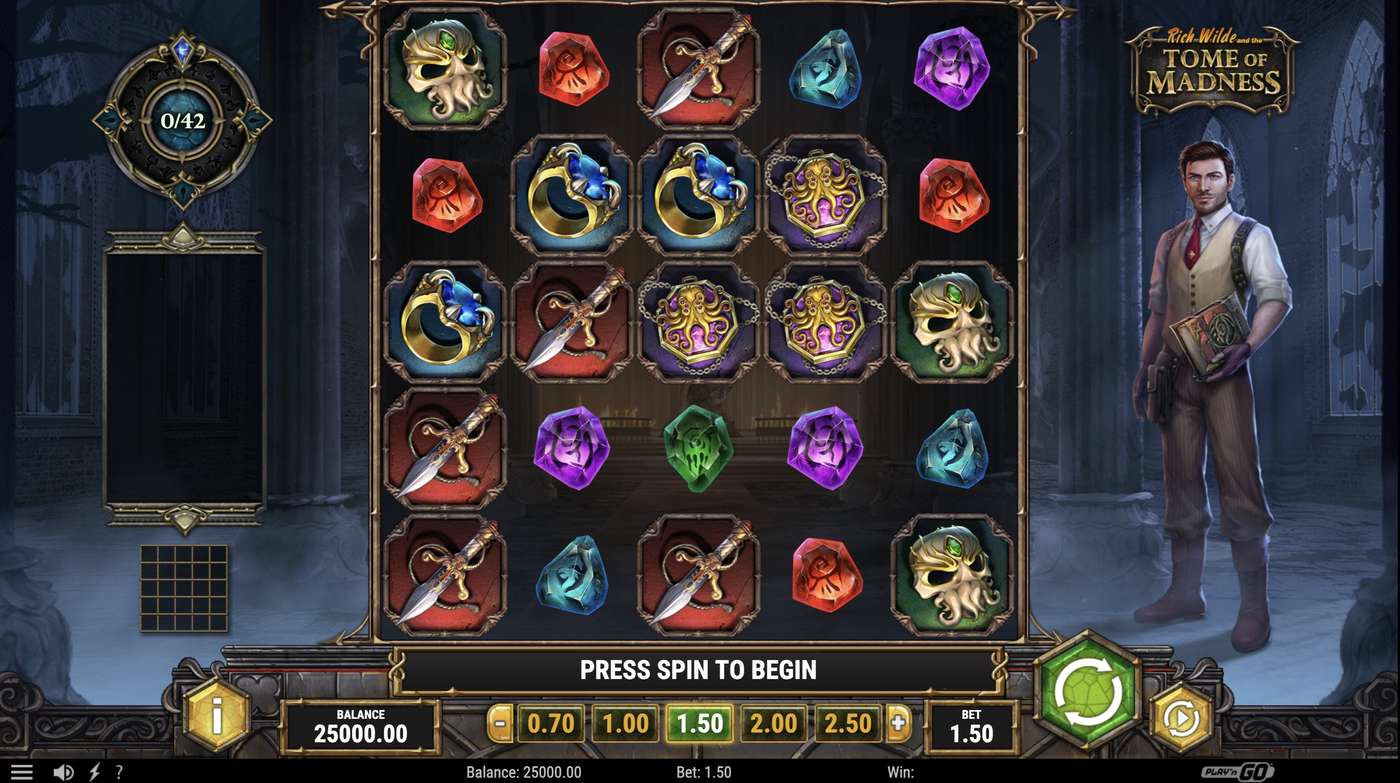 Rich Wilde and the Tome of Madness: image of main menu