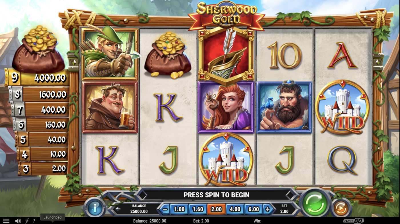 Sherwood Gold: image of main menu