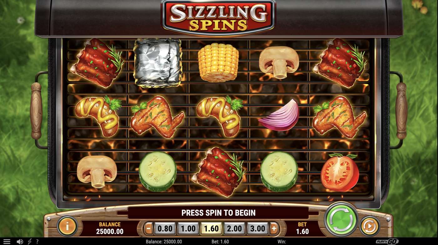 Sizzling Spins: image of main menu