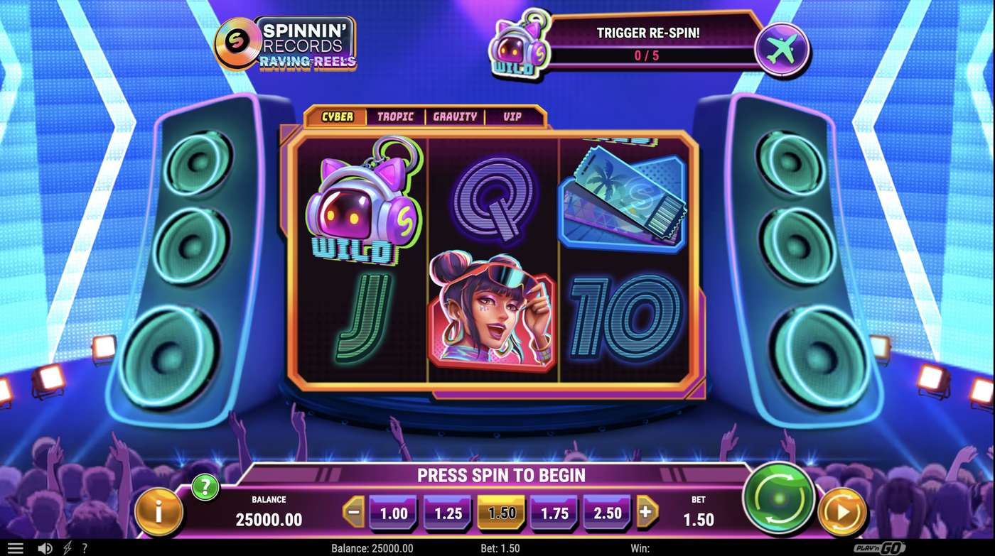 Spinnin' Records: Raving Reels: image of main menu