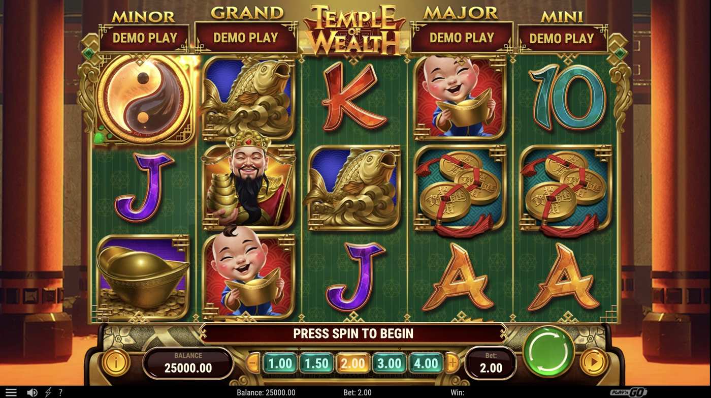Temple of Wealth: image of main menu