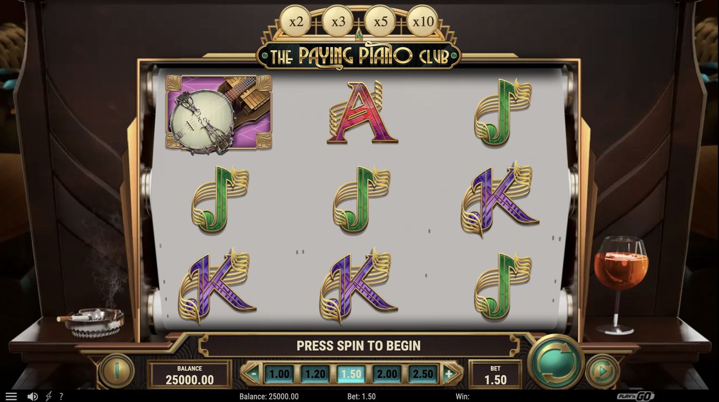 The Paying Piano Club: image of main menu