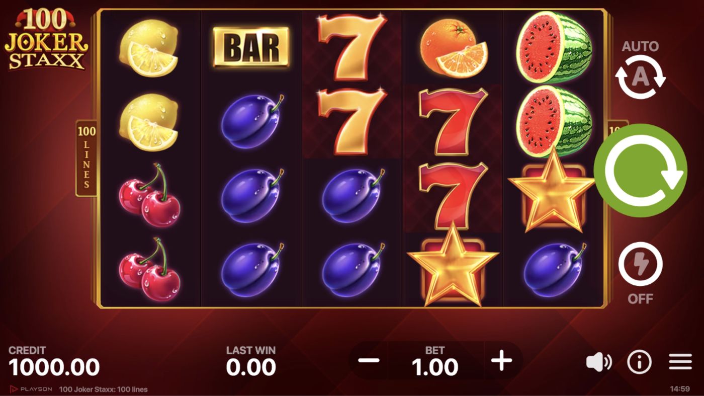 100 Joker Staxx: image of main menu