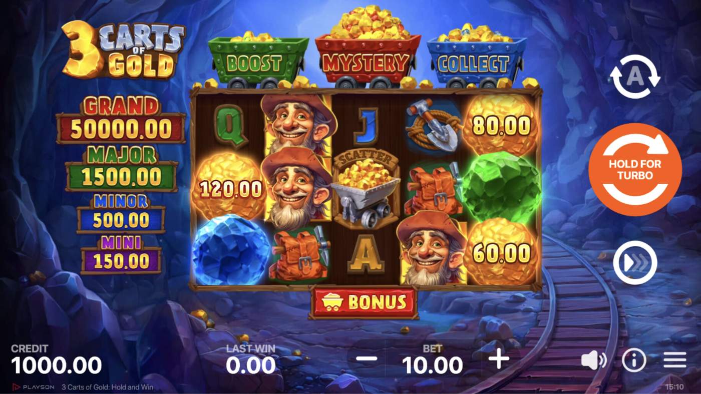 3 Carts of Gold: Hold and Win: image of main menu