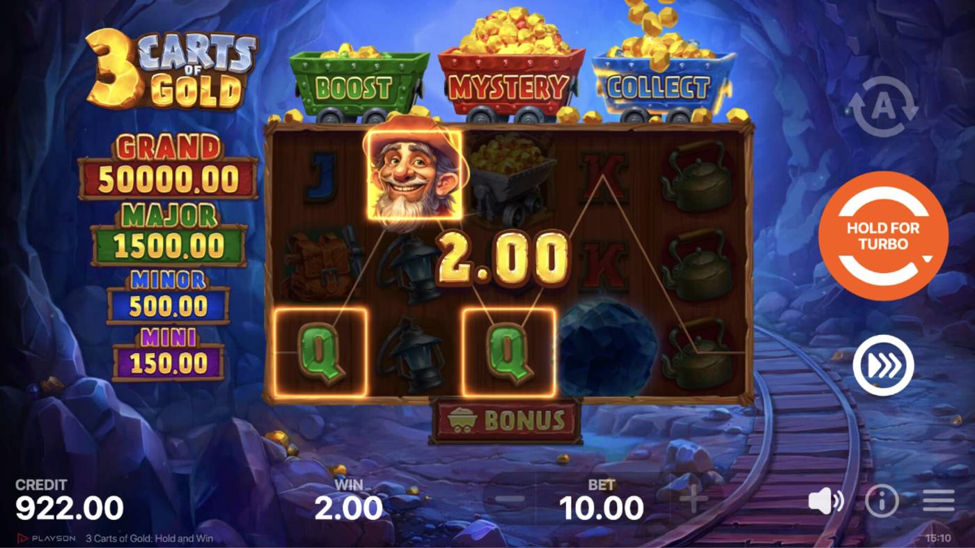 3 Carts of Gold: Hold and Win: image of winning