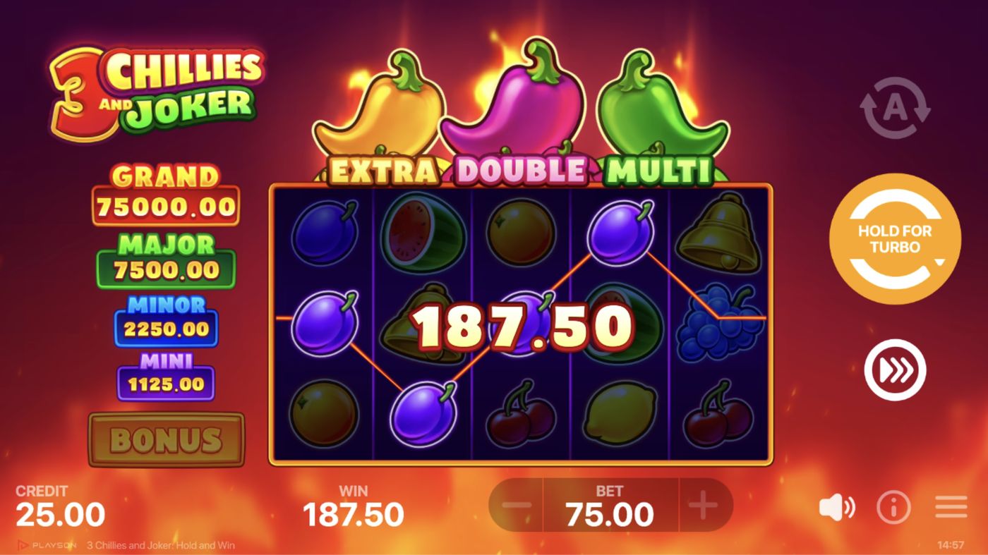3 Chillies and Joker: Hold and Win: image of winning