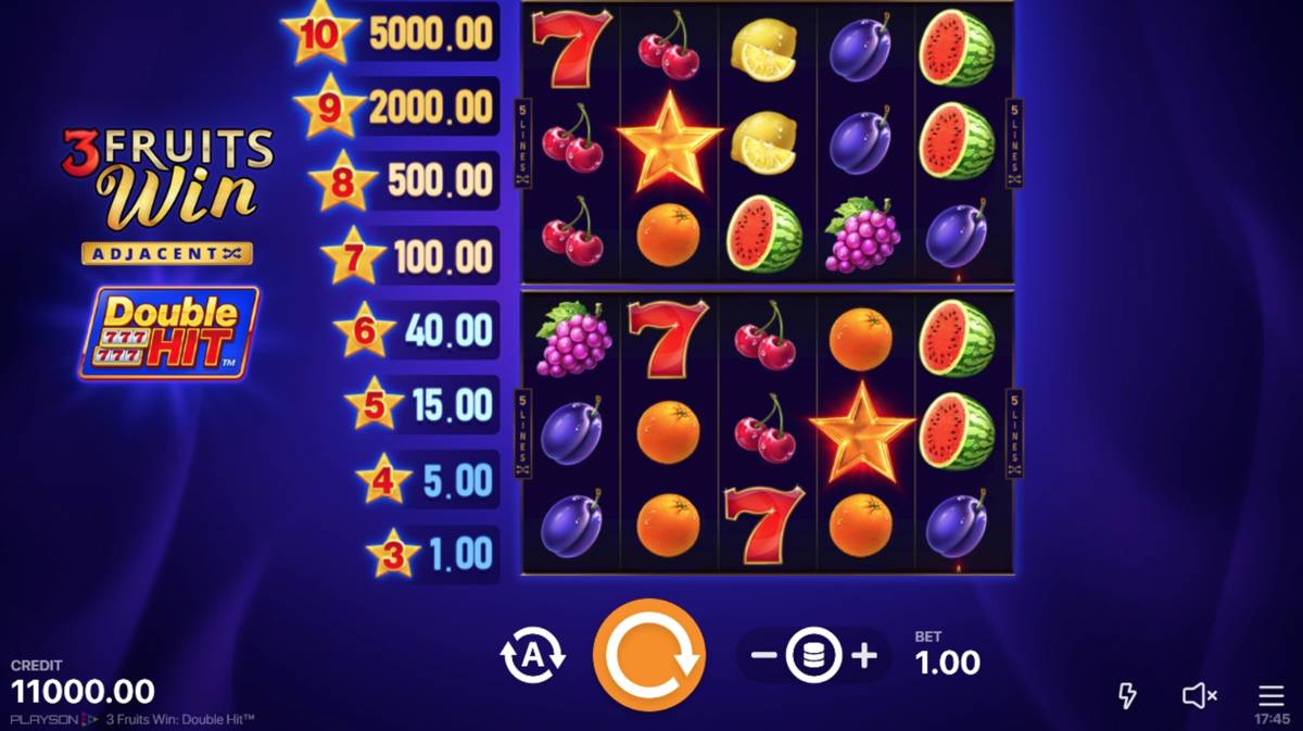 3 Fruits Win Double Hit: image of main menu