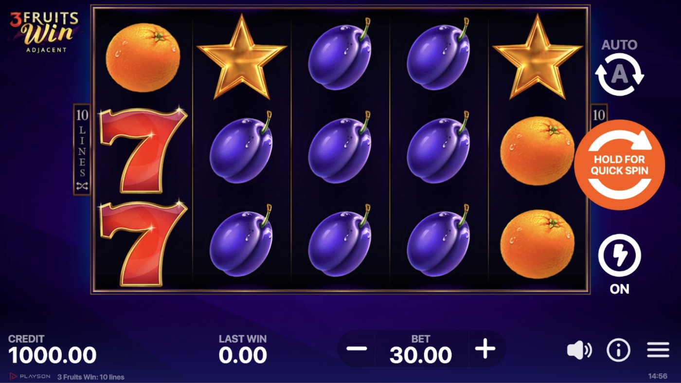 3 Fruits Win: 10 Lines: image of main menu