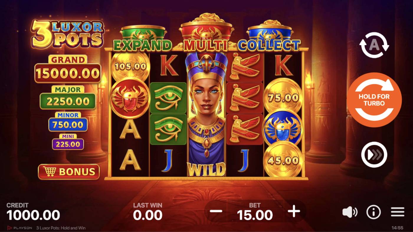 3 Luxor Pots: Hold and Win: image of main menu