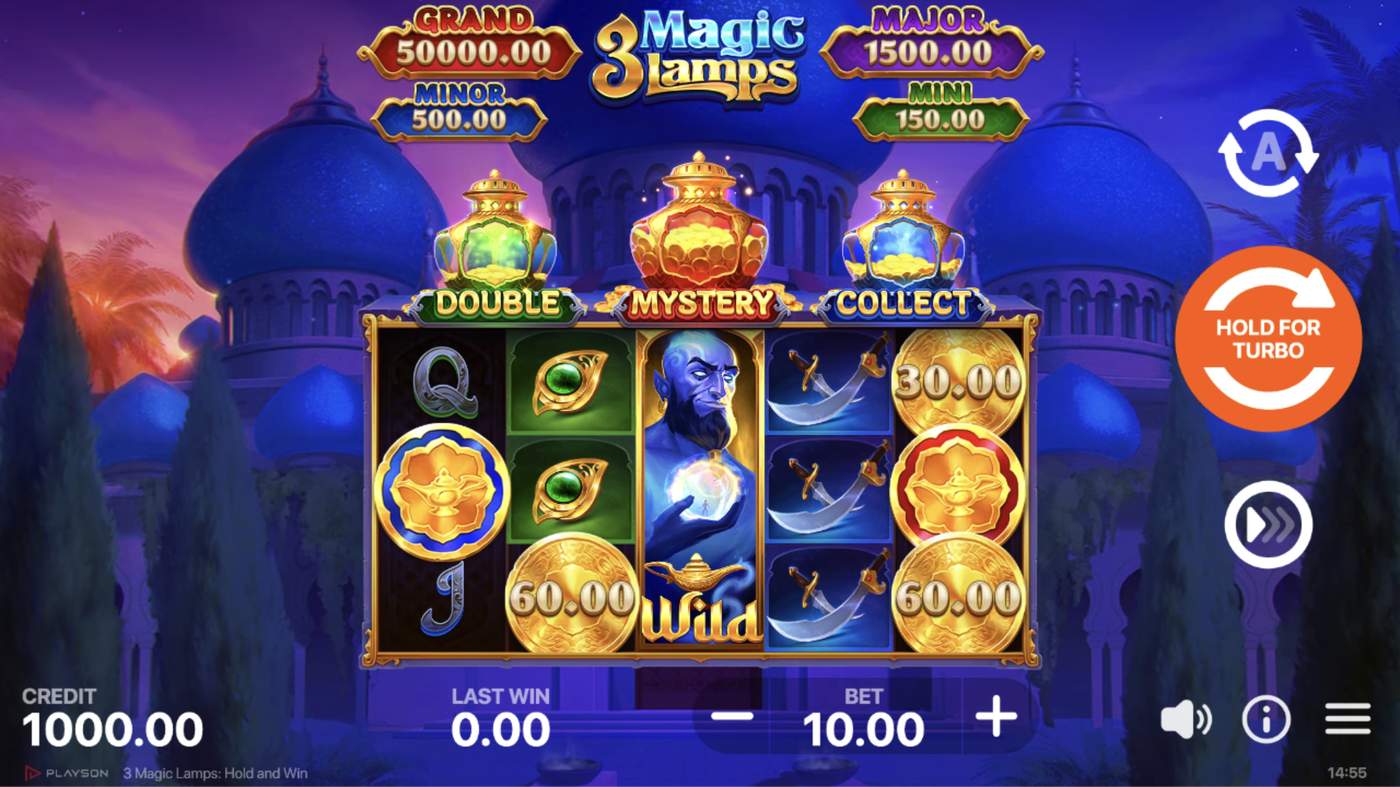 3 Magic Lamps: Hold and Win: image of main menu