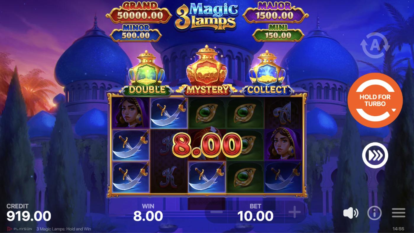 3 Magic Lamps: Hold and Win: image of winning