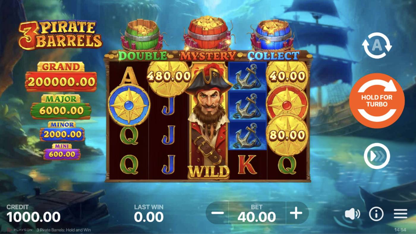 3 Pirate Barrels: Hold and Win: image of main menu