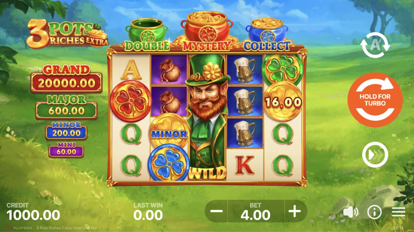 3 Pots Riches Extra: Hold and Win: image of main menu