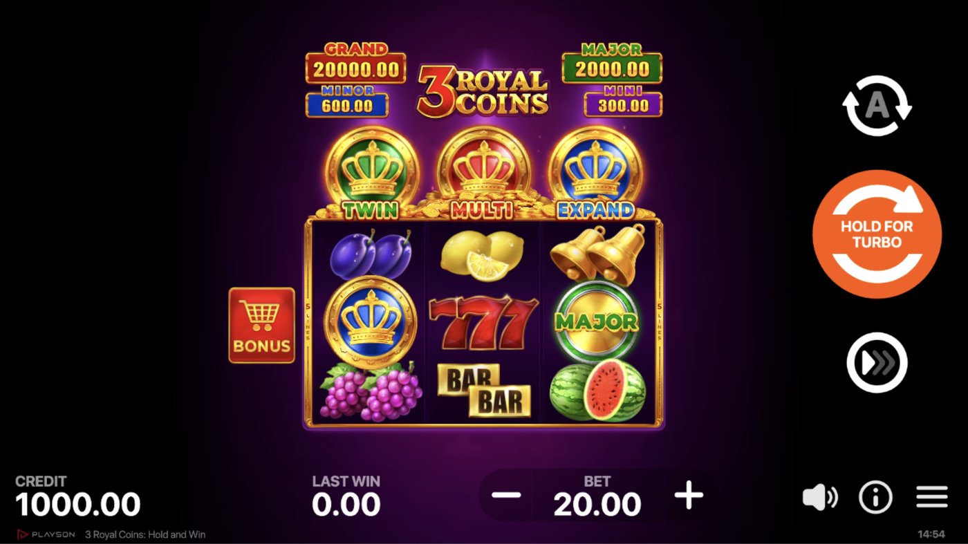 3 Royal Coins: Hold and Win: image of main menu