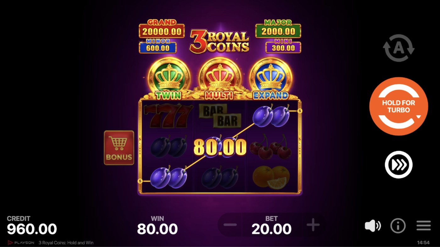 3 Royal Coins: Hold and Win: image of winning
