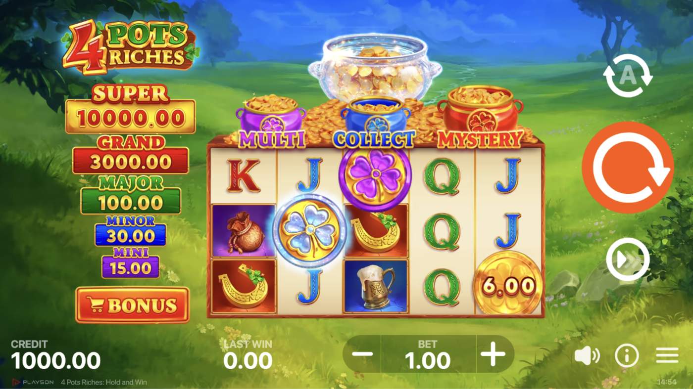 4 Pots Riches: Hold and Win: image of main menu