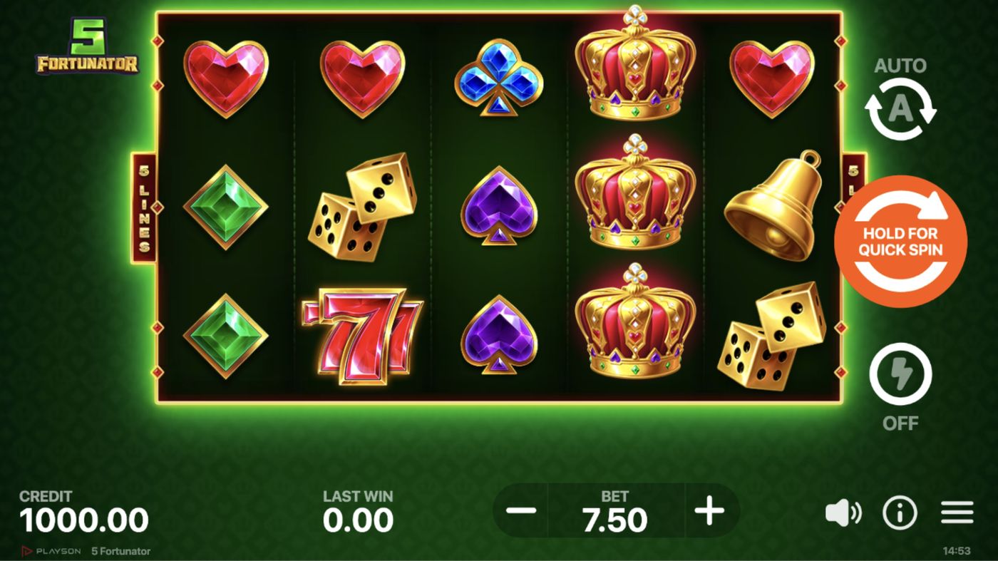 5 Fortunator: image of main menu