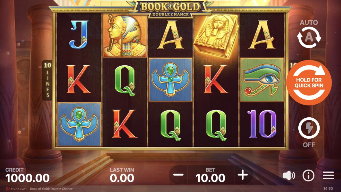 Book of Gold: Double Chance: image of main menu