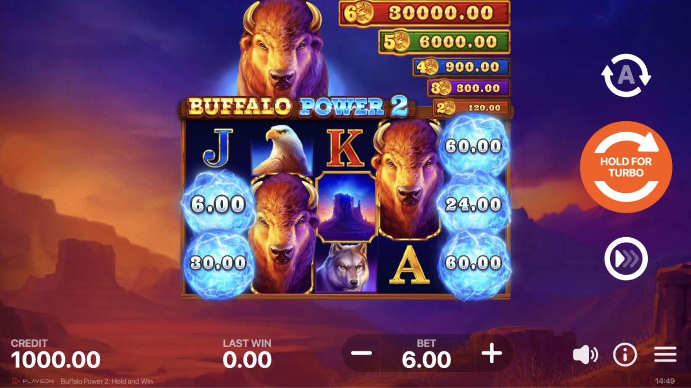 Buffalo Power 2: Hold and Win: image of main menu