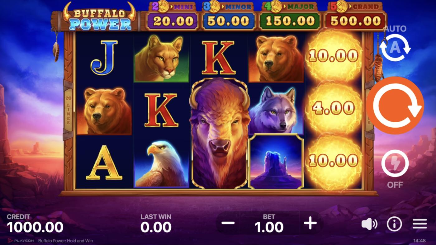 Buffalo Power: Hold and Win: image of main menu